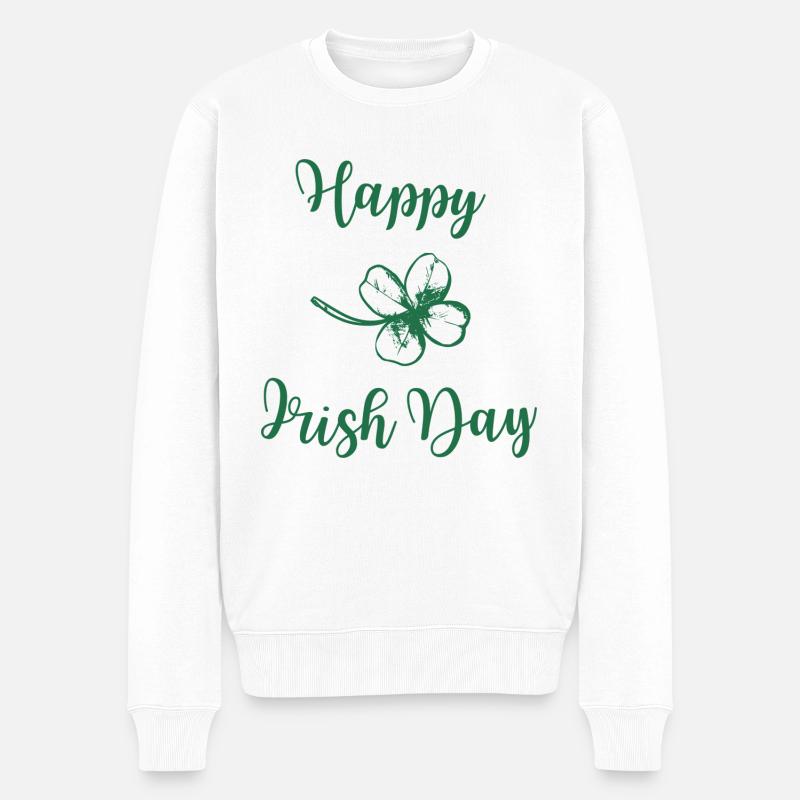 Happy Irish Day - Männer Premium Bio Pullover - Weiß