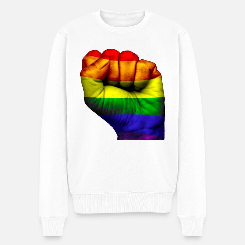 Fist Gay flag - Pull Premium bio Homme - blanc