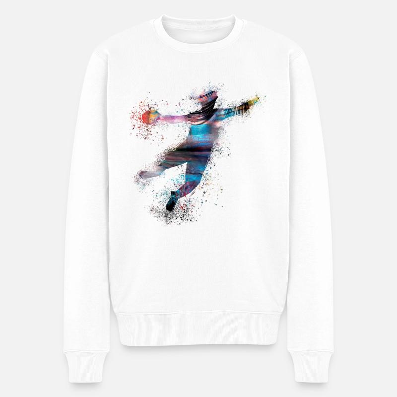 Handball, handballer, Beachhandball,Graffiti - Männer Premium Bio Pullover - Weiß