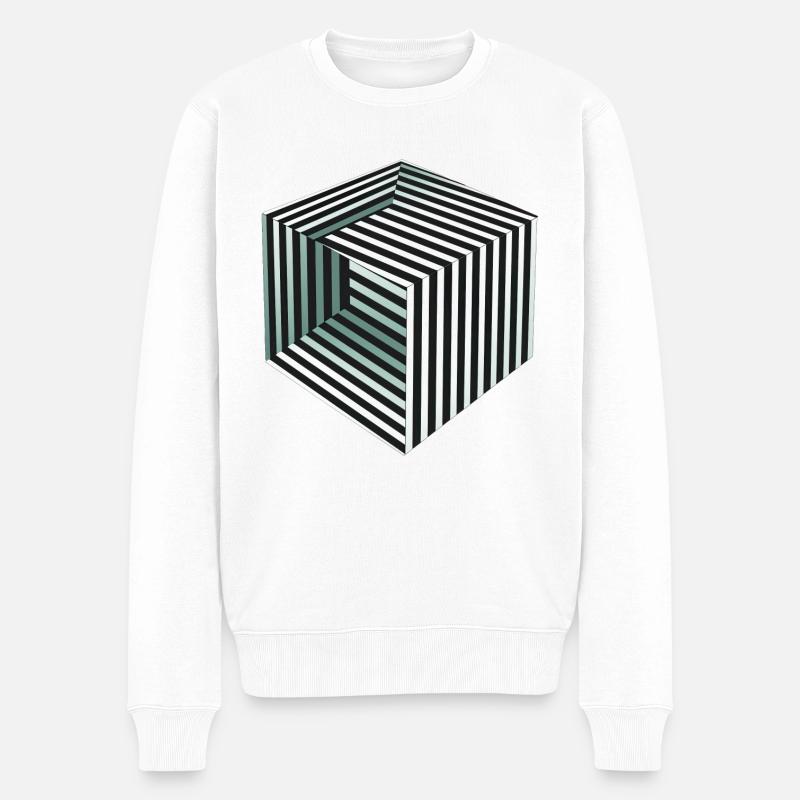 Illusion de cube rayé - Pull Premium bio Homme - blanc