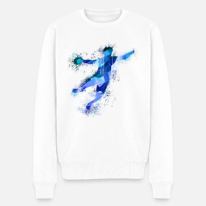 Handball, handballer, Beachhandball,Graffiti,blau - Männer Premium Bio Pullover - Weiß