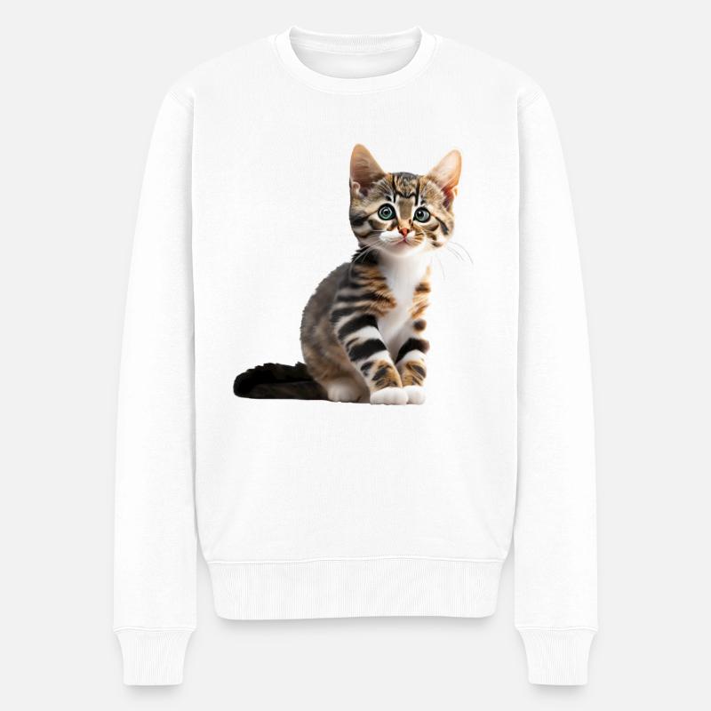 Niedliche junge Katze - Männer Premium Bio Pullover - Weiß