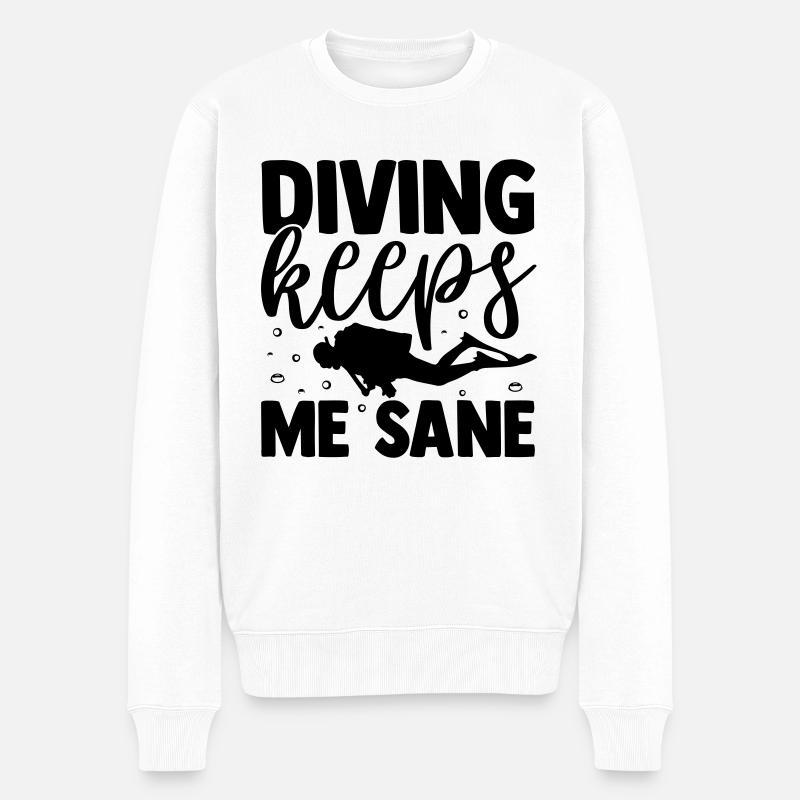 Diving Tauchen Spruch - Männer Premium Bio Pullover - Weiß