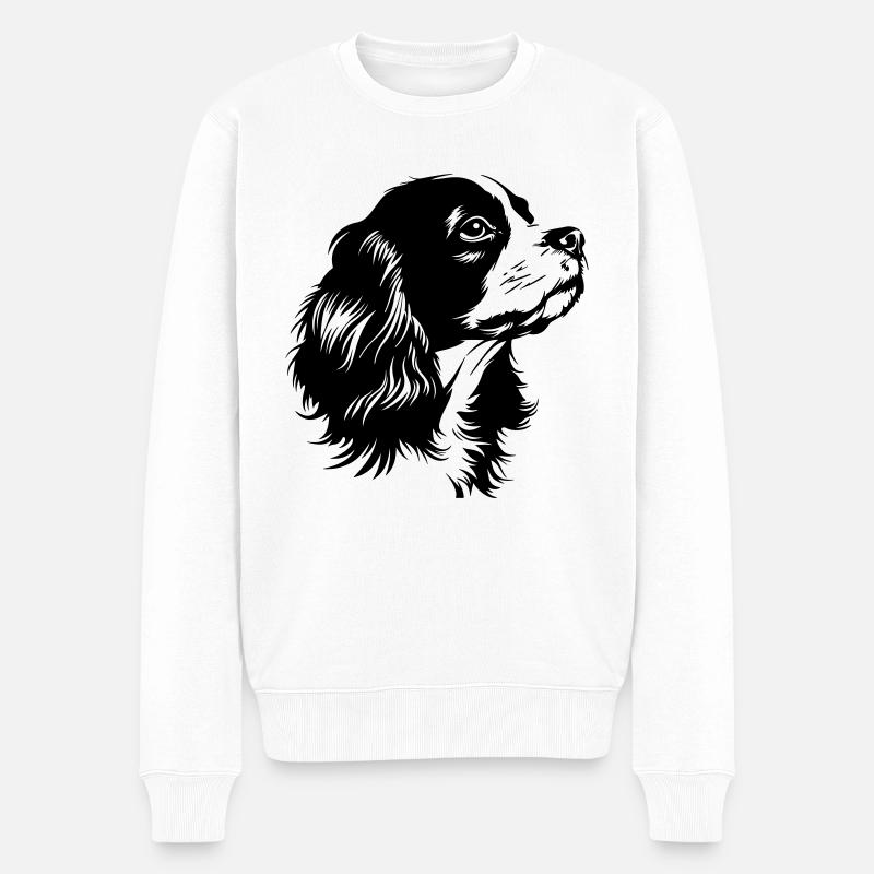 Épagneul Cavalier King Charles - Pull Premium bio Homme - blanc