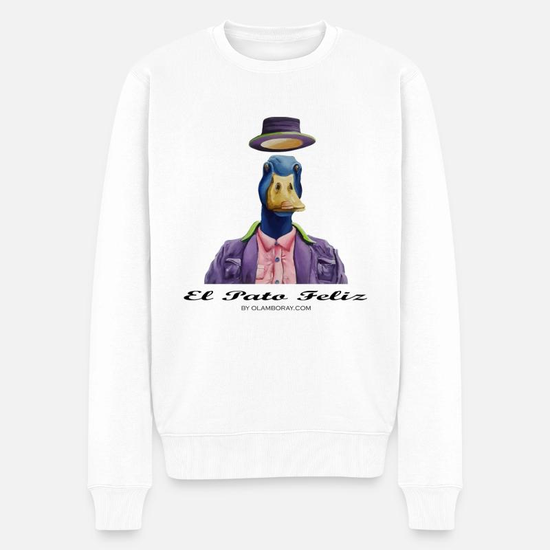 El Pato Feliz - Die glückliche Ente - Männer Premium Bio Pullover - Weiß