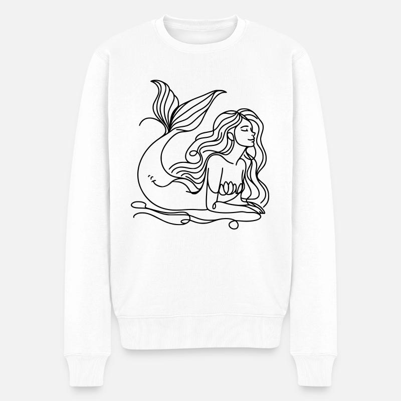 Dessin Sirène Lineart - Pull Premium bio Homme - blanc