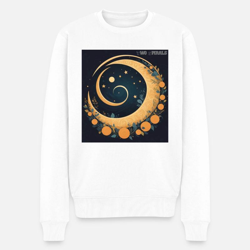 Zwei Spiralen - Mond und Spiralen 2 - Männer Premium Bio Pullover - Weiß