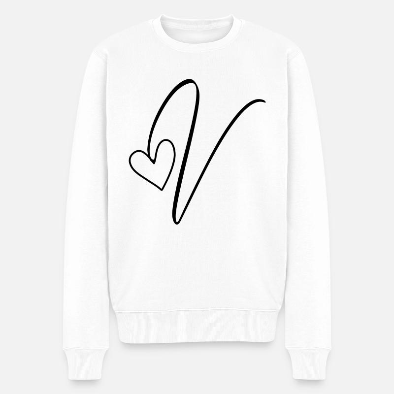 Lettre V Lettre V Calligraphie - Pull Premium bio Homme - blanc