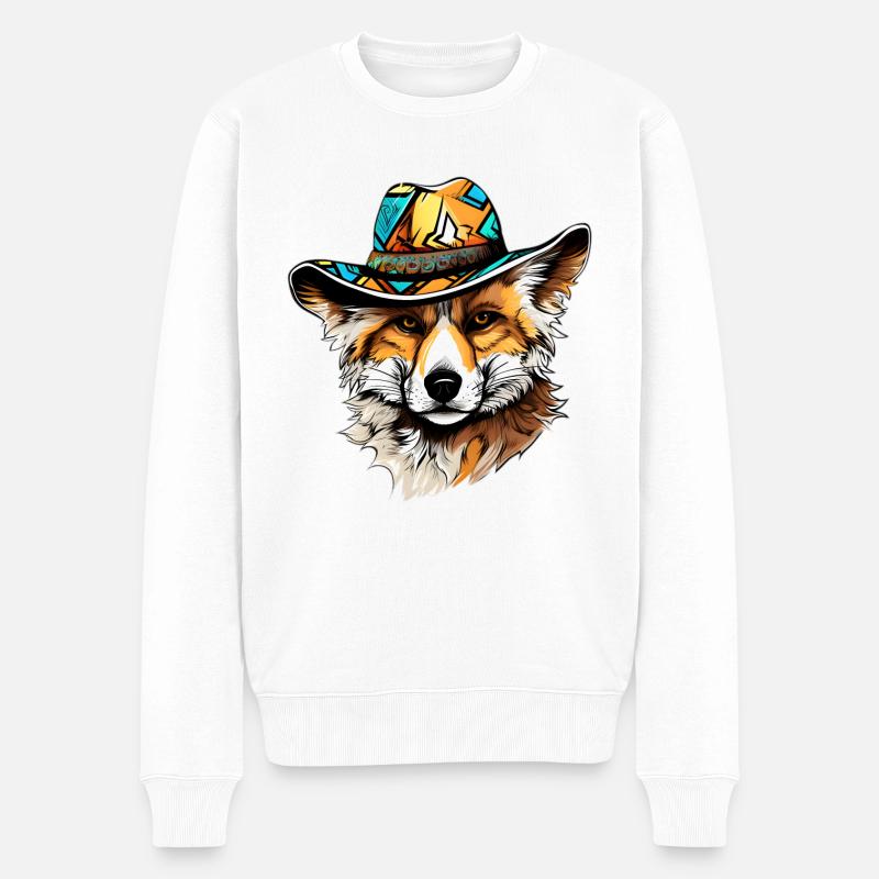Cooler Fuchs des Sommers - Männer Premium Bio Pullover - Weiß