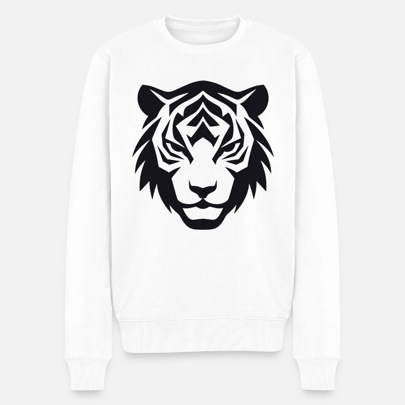 Felin Dschungel-Tigerkopf - Männer Premium Bio Pullover - Weiß