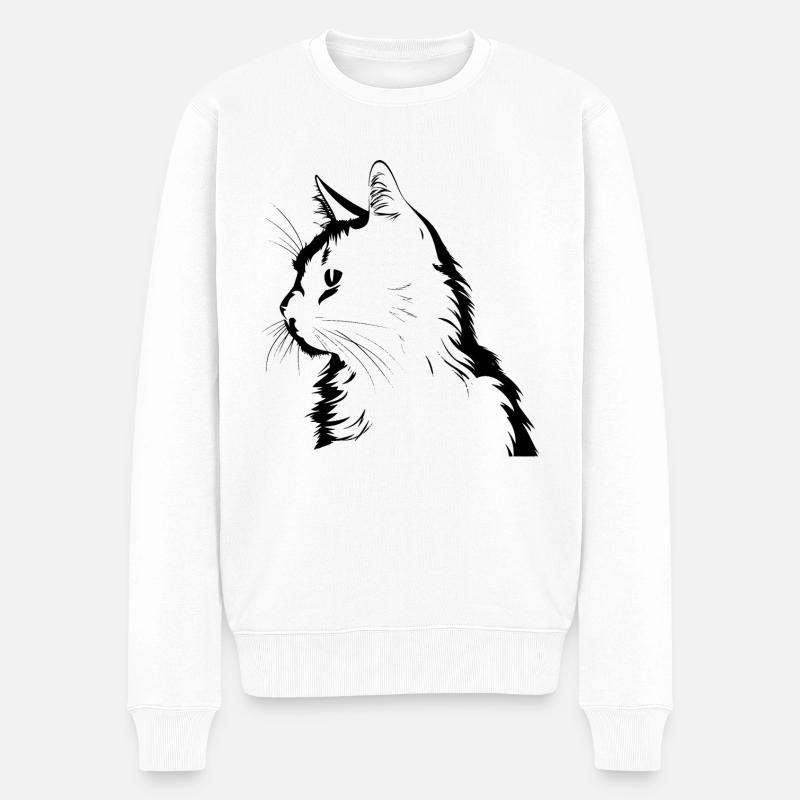 Chat, Motif De Chat - Pull Premium bio Homme - blanc