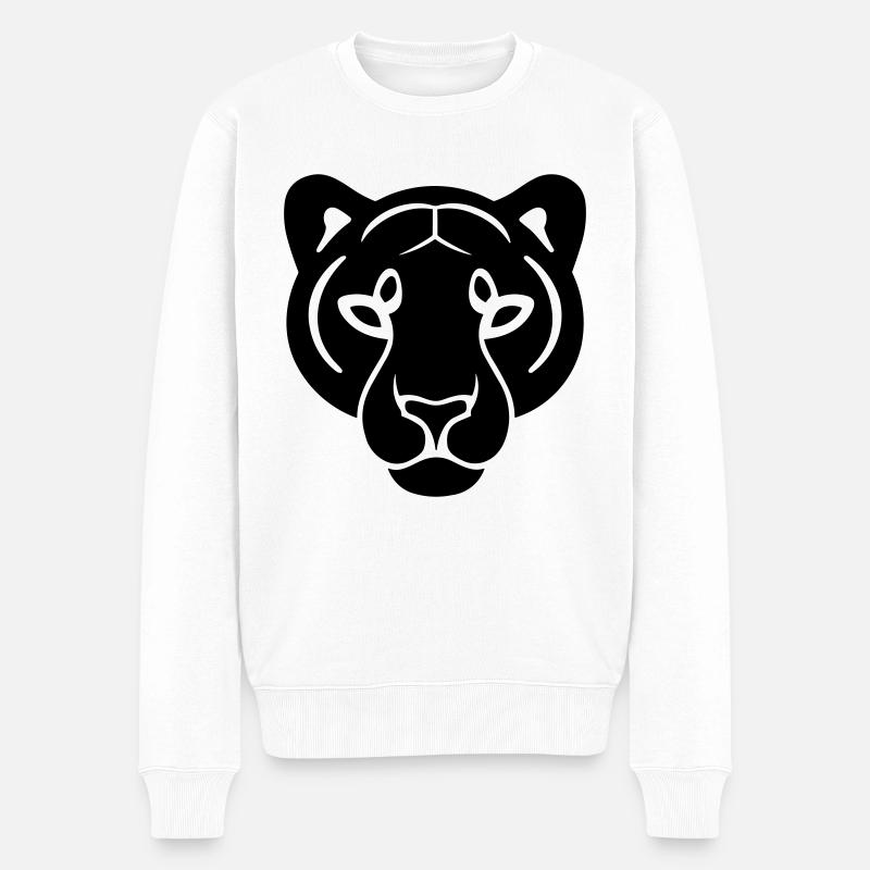 Kopf des Panthers - Männer Premium Bio Pullover - Weiß