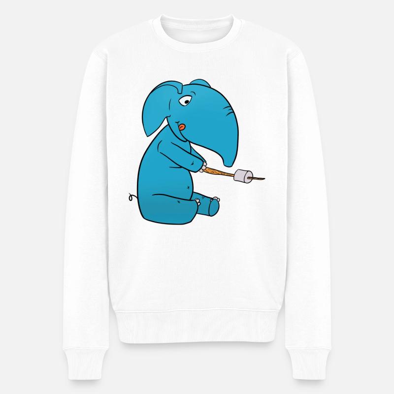 Elefant Marshmallow - Männer Premium Bio Pullover - Weiß