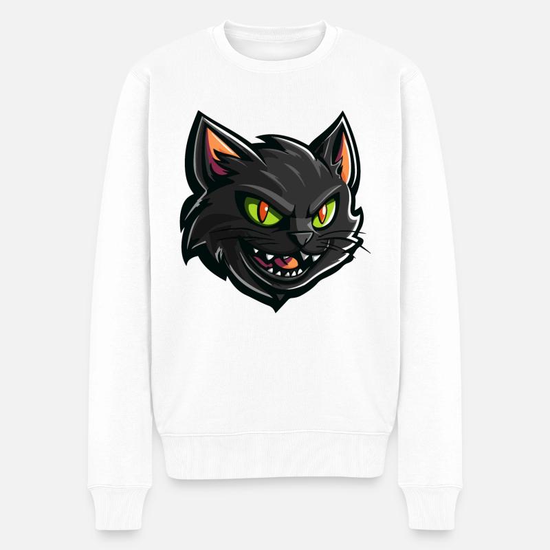 Halloween Kater Katze - Männer Premium Bio Pullover - Weiß