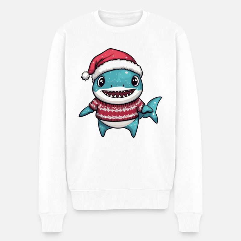 Noël requin - Pull Premium bio Homme - blanc