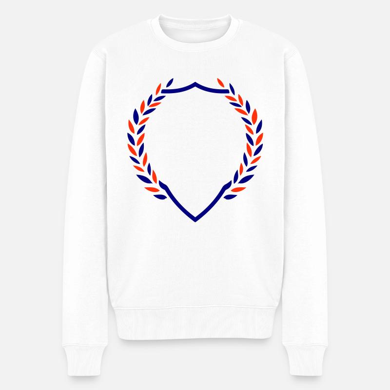 Schild Kranz Symbol Wappen - Männer Premium Bio Pullover - Weiß