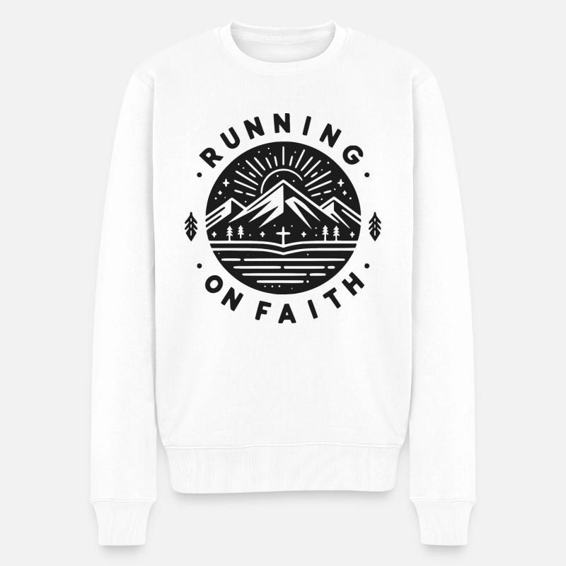 Laufen im Glauben - Männer Premium Bio Pullover - Weiß