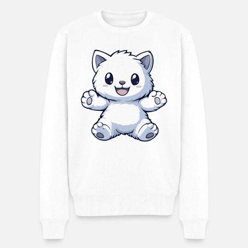 Kuscheltier - Katze - Männer Premium Bio Pullover - Weiß