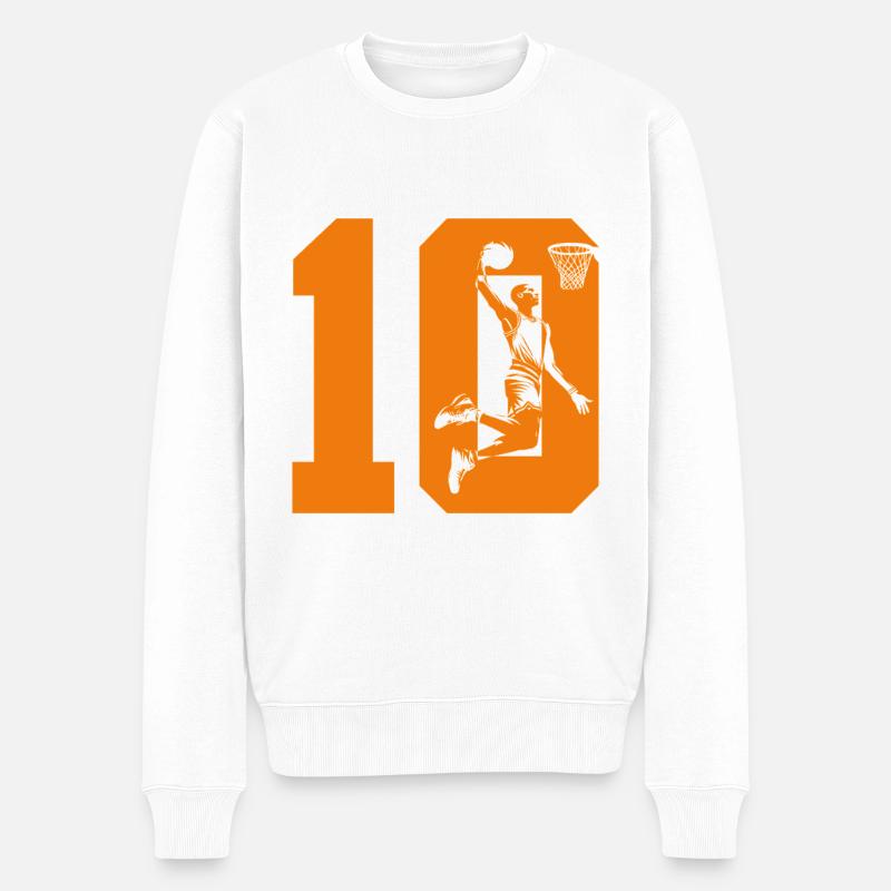 NUMMER 10 BASKETBALL 10. GEBURTSTAG - Männer Premium Bio Pullover - Weiß