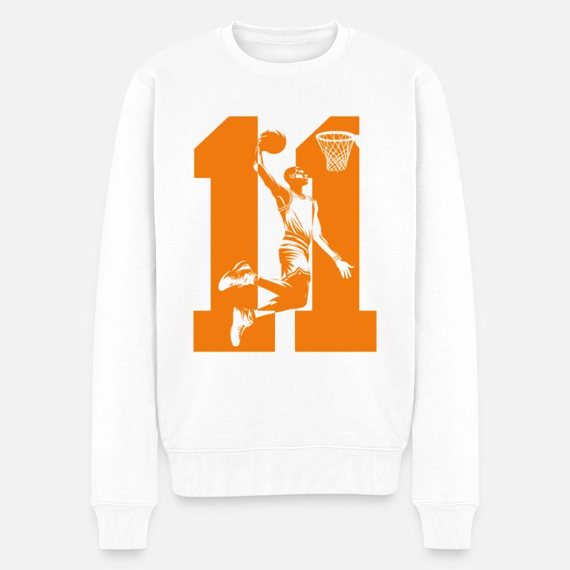 NUMMER 11 BASKETBALL 11. GEBURTSTAG - Männer Premium Bio Pullover - Weiß