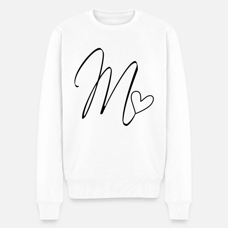 Lettre M Lettre-M Calligraphie - Pull Premium bio Homme - blanc