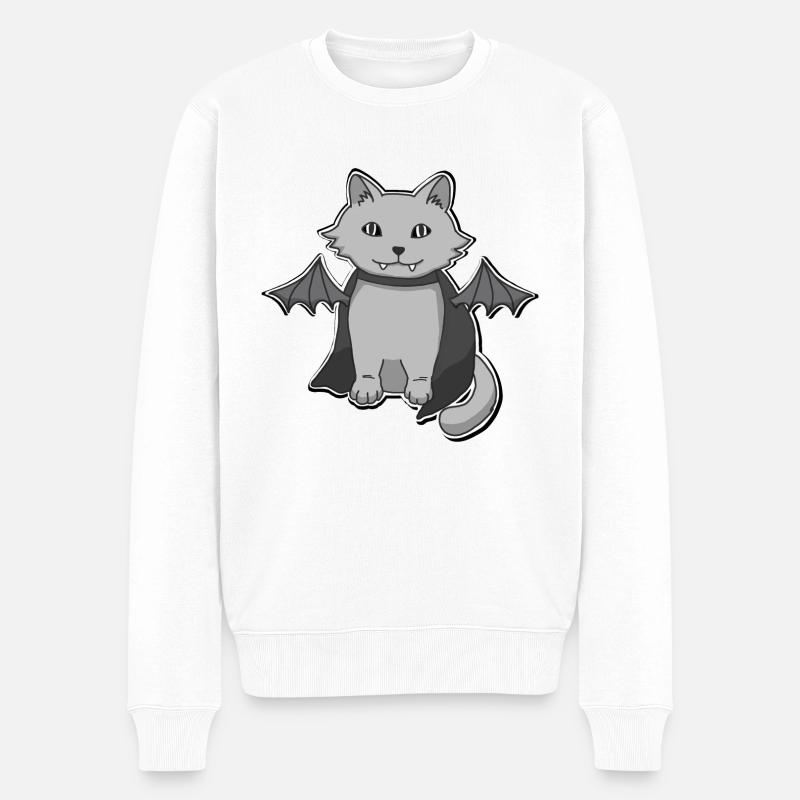 Fledermaus-Katze - Männer Premium Bio Pullover - Weiß