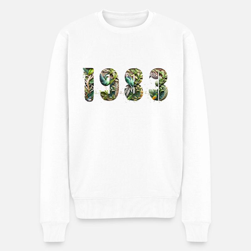 1983 Blumen Natur - Männer Premium Bio Pullover - Weiß