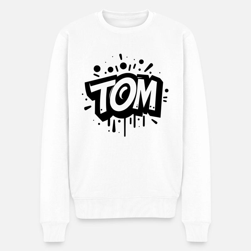 Tom Nom Prénom Graffiti - Pull Premium bio Homme - blanc