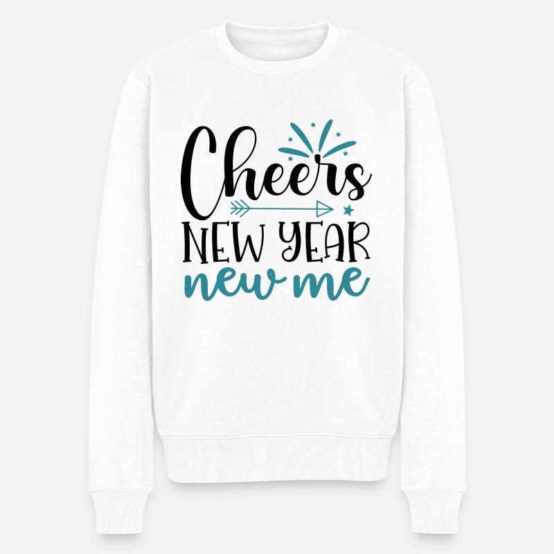 Design Cheers New Year New Me - Pull Premium bio Homme - blanc
