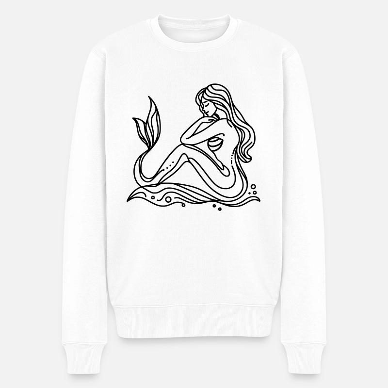 Lineart Dessin Sirène - Pull Premium bio Homme - blanc