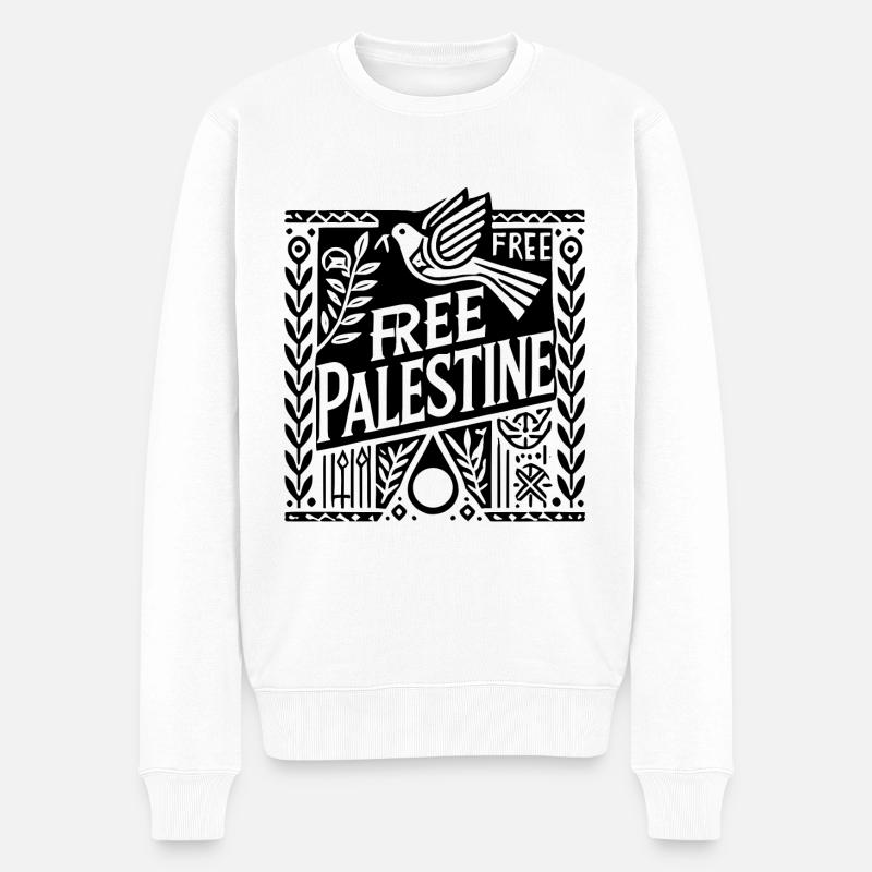 Free palestine - Männer Premium Bio Pullover - Weiß