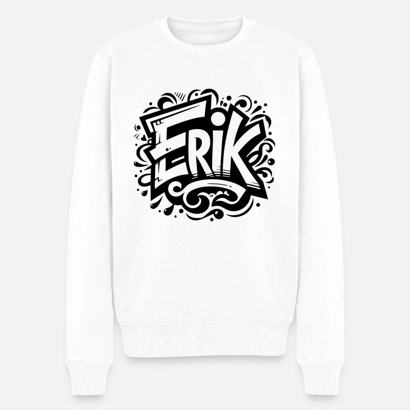Erik Nom Prénom Graffiti - Pull Premium bio Homme - blanc