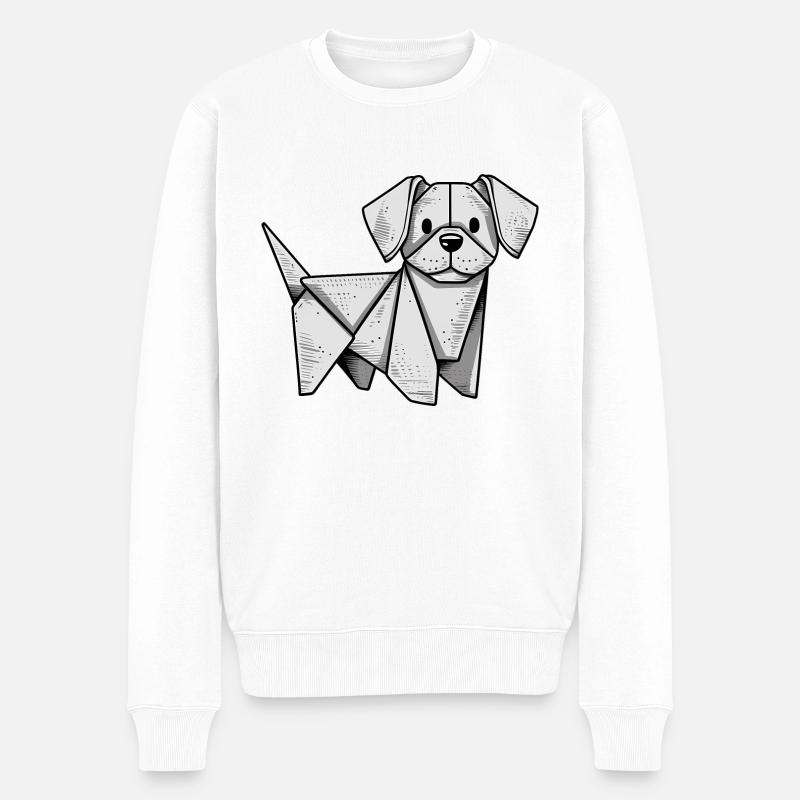 Chien en origami - Pull Premium bio Homme - blanc