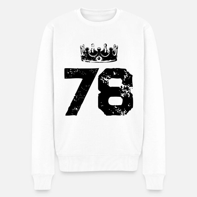 78 Zahl Krone - Männer Premium Bio Pullover - Weiß