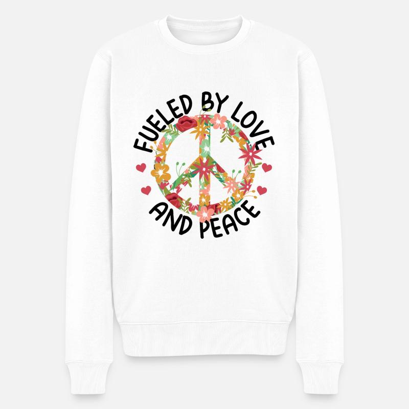Hippie - Männer Premium Bio Pullover - Weiß
