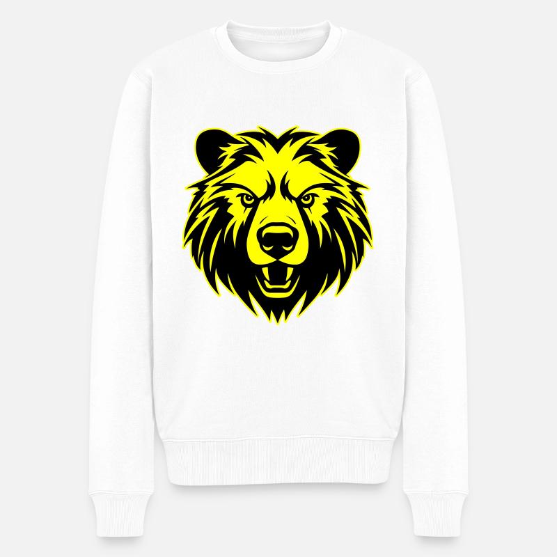 Bär Kopf - Männer Premium Bio Pullover - Weiß
