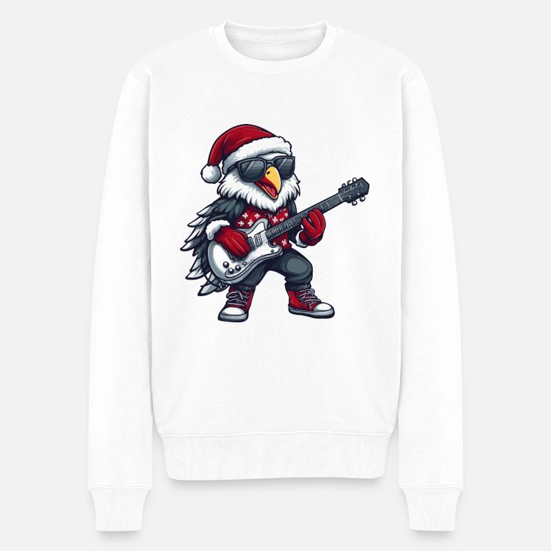 Eagle Christmas Rocker Guitare - Pull Premium bio Homme - blanc