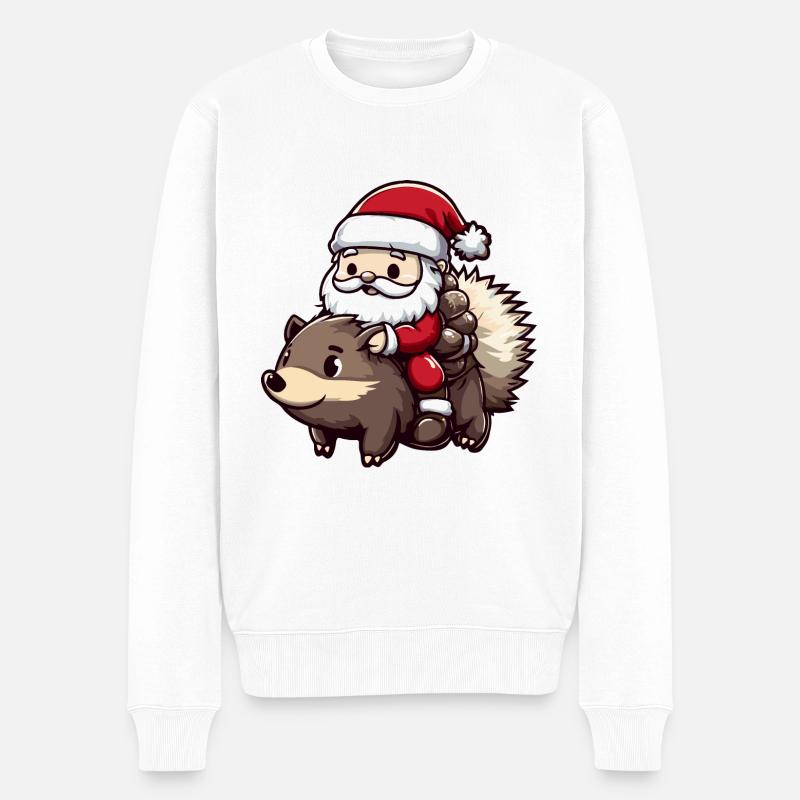 Hérisson Père Noël - Pull Premium bio Homme - blanc