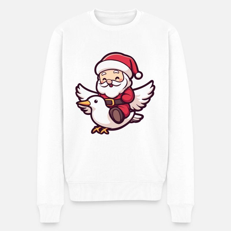 Colombe Oiseau Père Noël - Pull Premium bio Homme - blanc