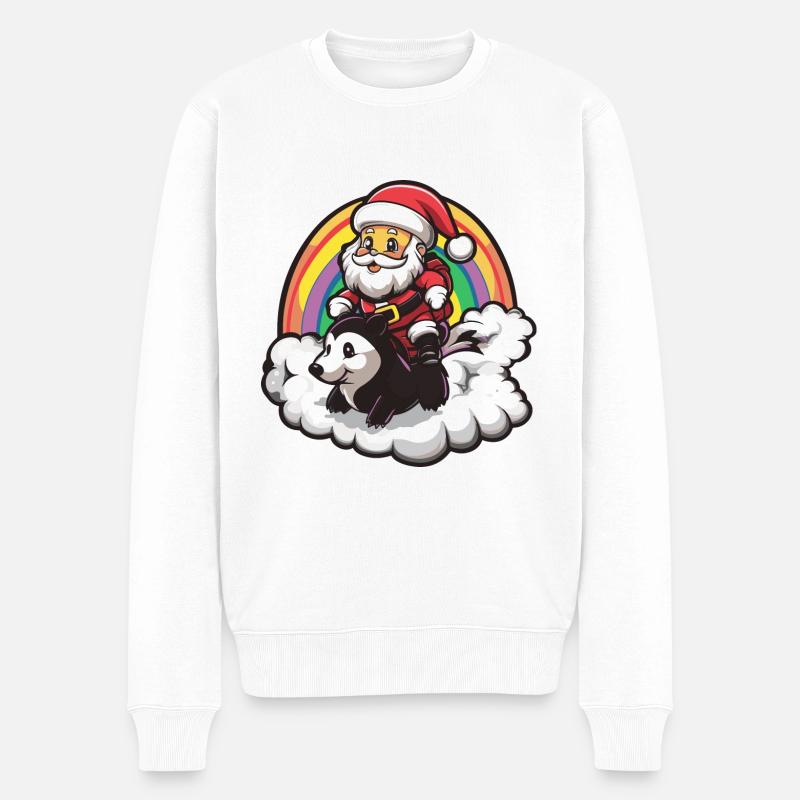 Skunk Père Noël Arc-en-ciel - Pull Premium bio Homme - blanc