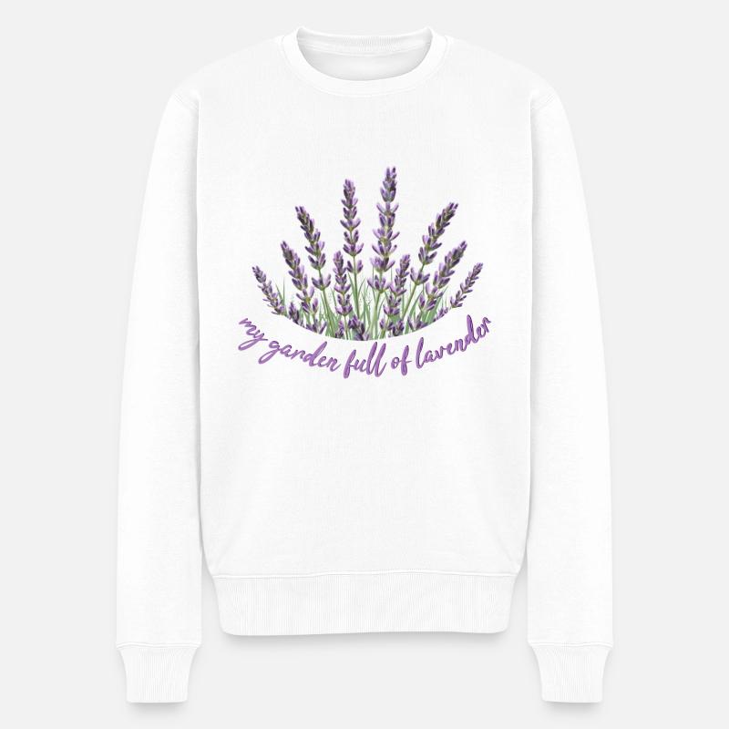 Lavender Lavendel - Männer Premium Bio Pullover - Weiß