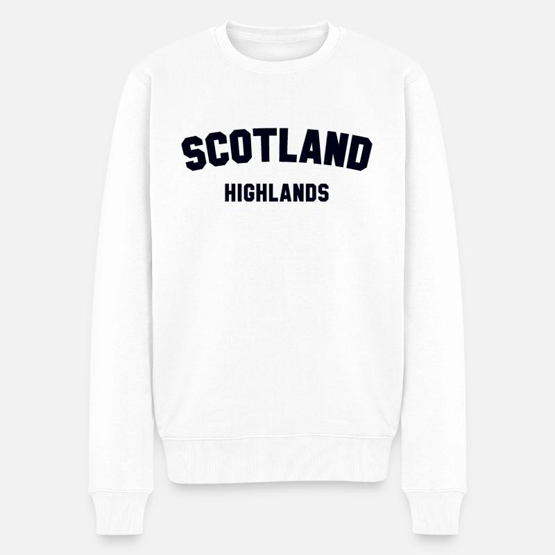 SCOTLAND HIGHLANDS Schottland - Männer Premium Bio Pullover - Weiß