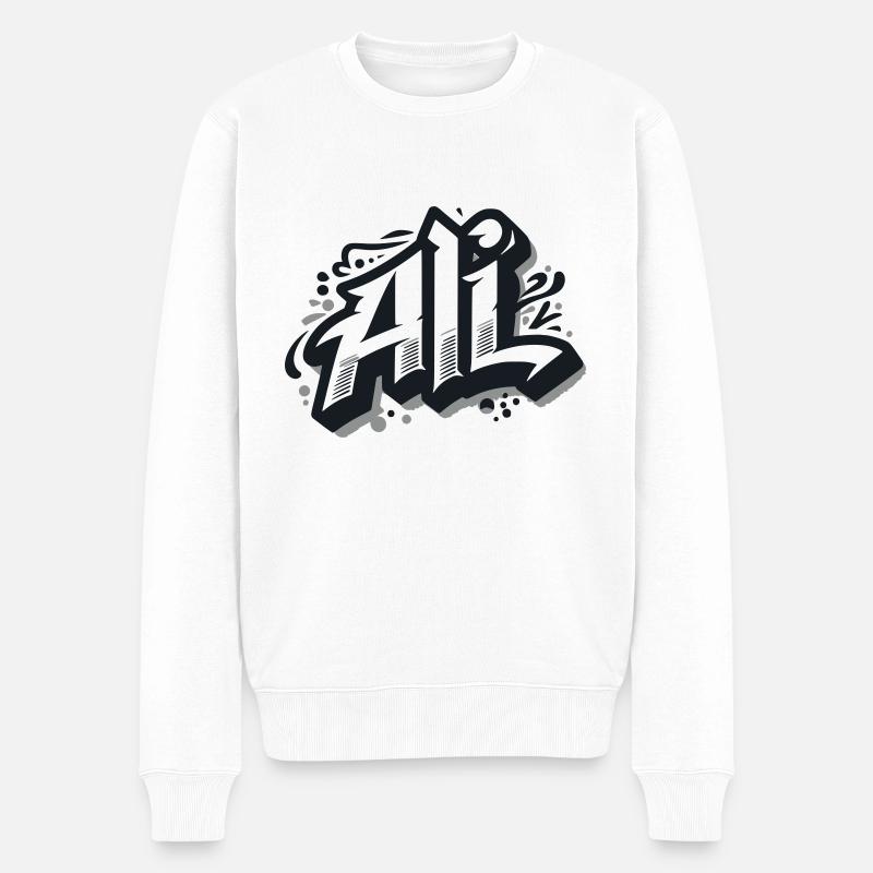 Ali Nom Prénom Graffiti - Pull Premium bio Homme - blanc