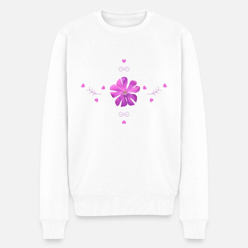 Oeillet Fleur Rose - Pull Premium bio Homme - blanc