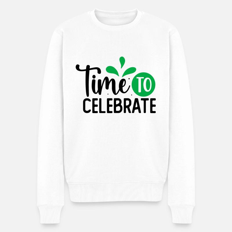 Design Time to celebrate vert - Pull Premium bio Homme - blanc