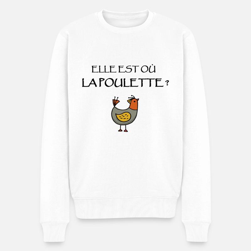 Elle est où la poulette - Pull Premium bio Homme - blanc