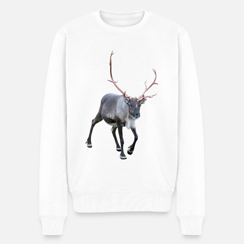 Rentier - Männer Premium Bio Pullover - Weiß
