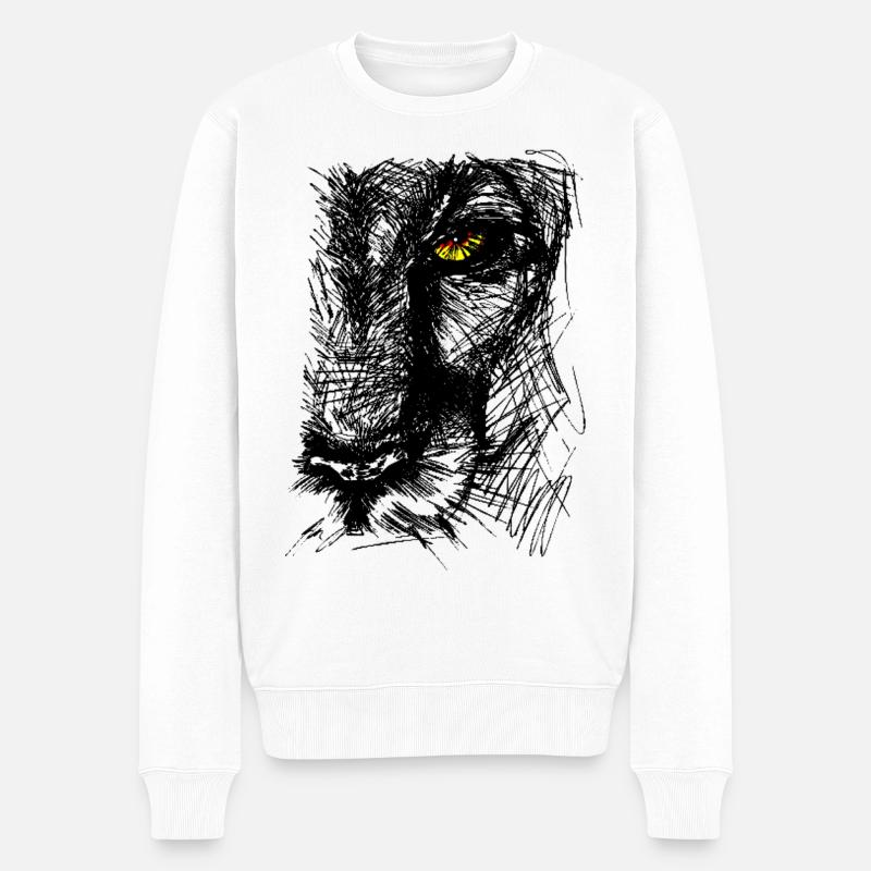 Löwin - Männer Premium Bio Pullover - Weiß