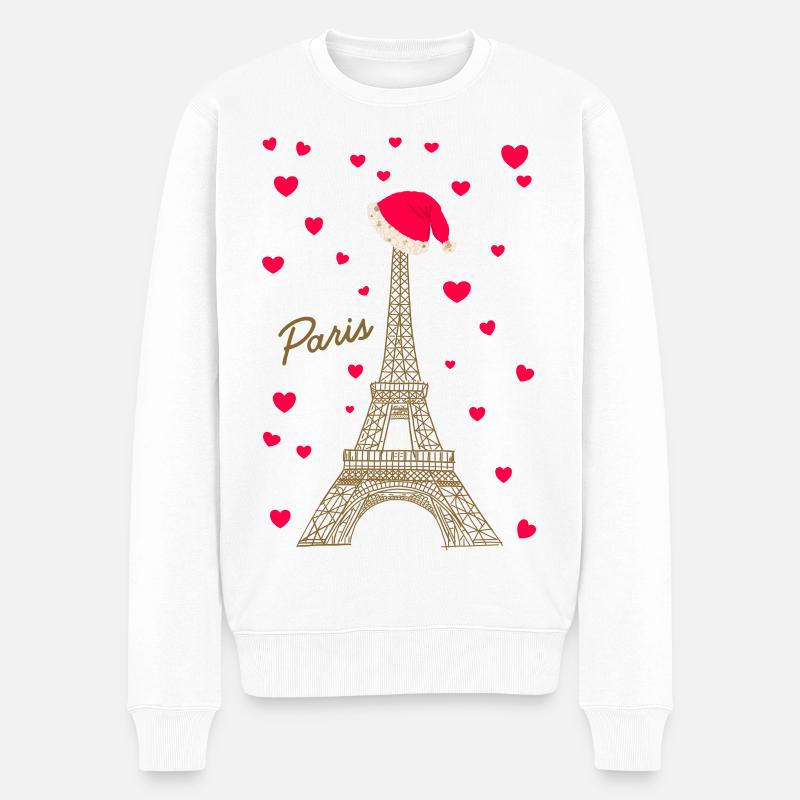 Eiffelturm Paris in der Weihnachtszeit - Männer Premium Bio Pullover - Weiß