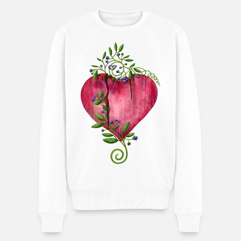 Cœur avec des fleurs - Pull Premium bio Homme - blanc